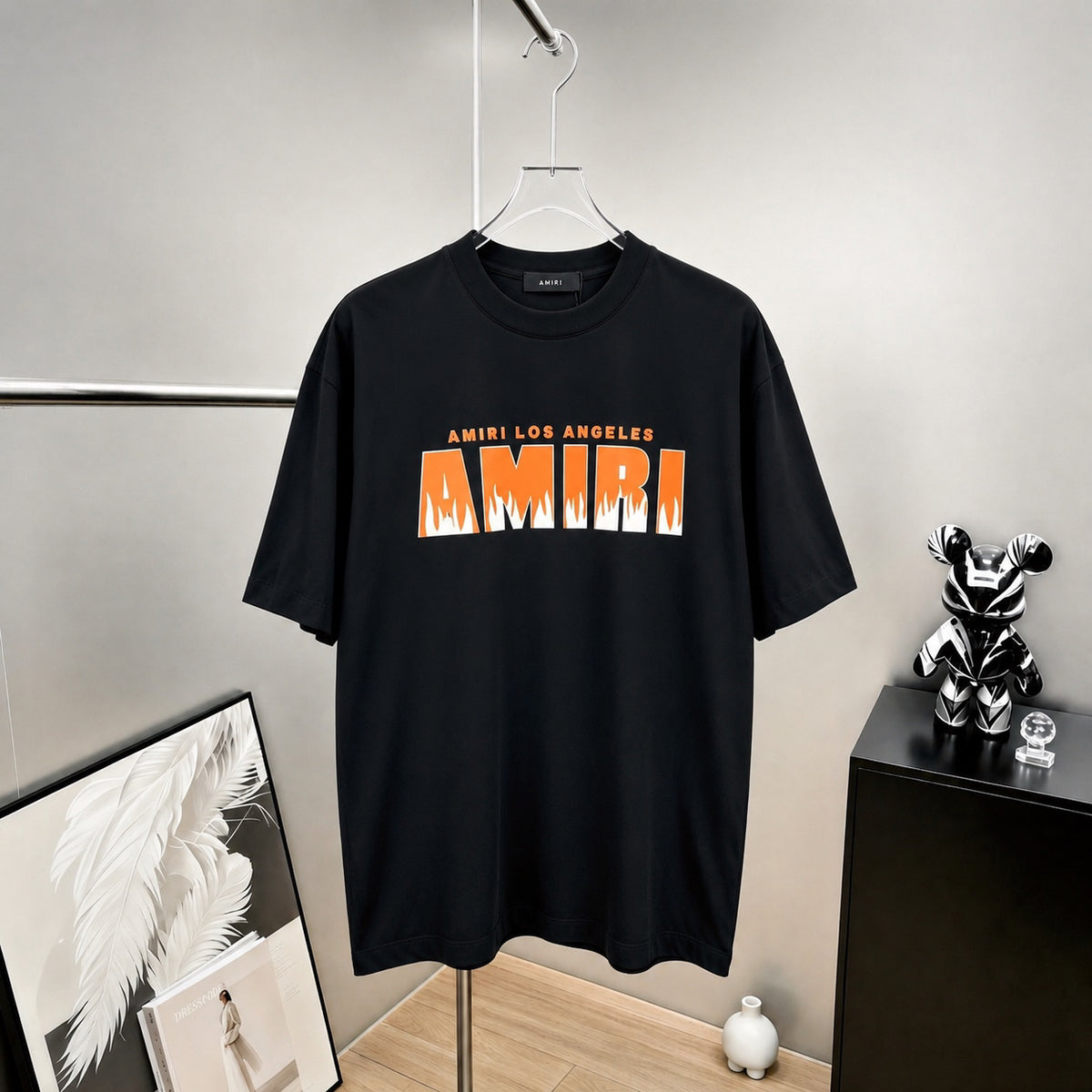 AMIRI Los Angeles Flame Logo Graphic Short‑Sleeve Tee