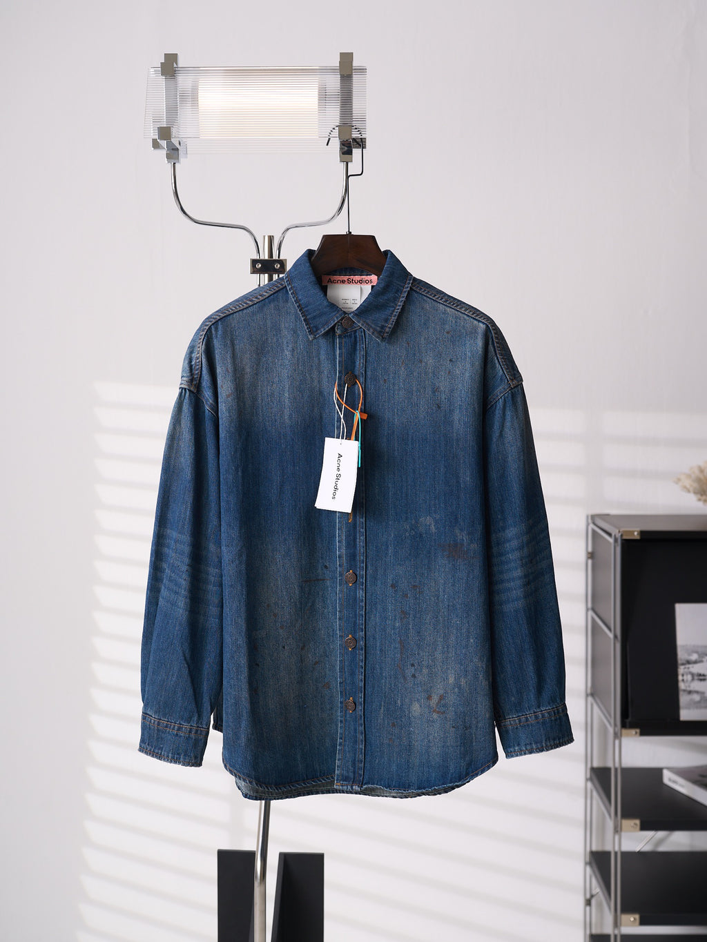 Acne Studios Vintage Distressed Oversized Denim Long‑Sleeve Shirt