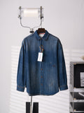 Acne Studios Vintage Distressed Oversized Denim Long‑Sleeve Shirt