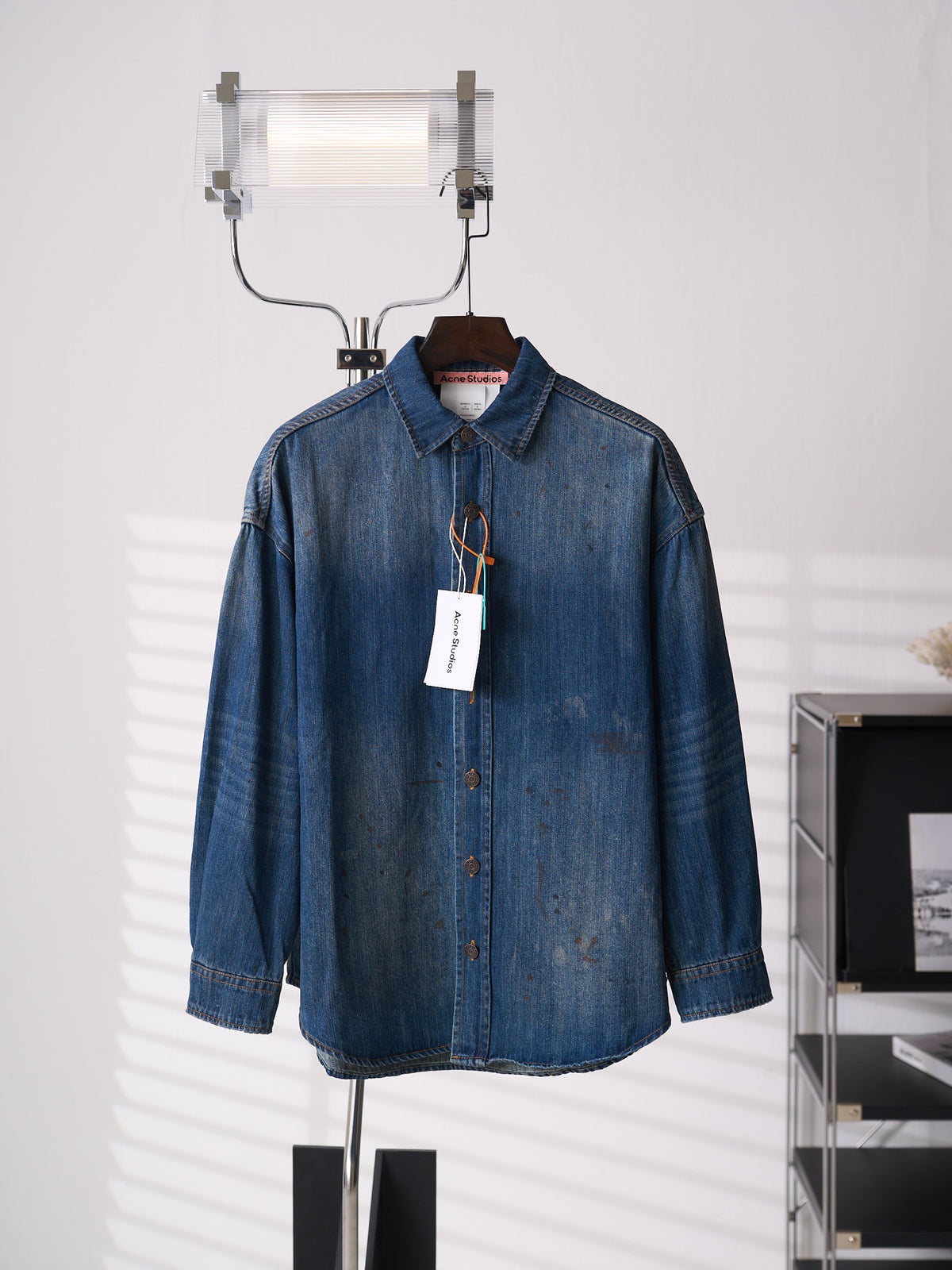 Acne Studios Vintage Distressed Oversized Denim Long‑Sleeve Shirt