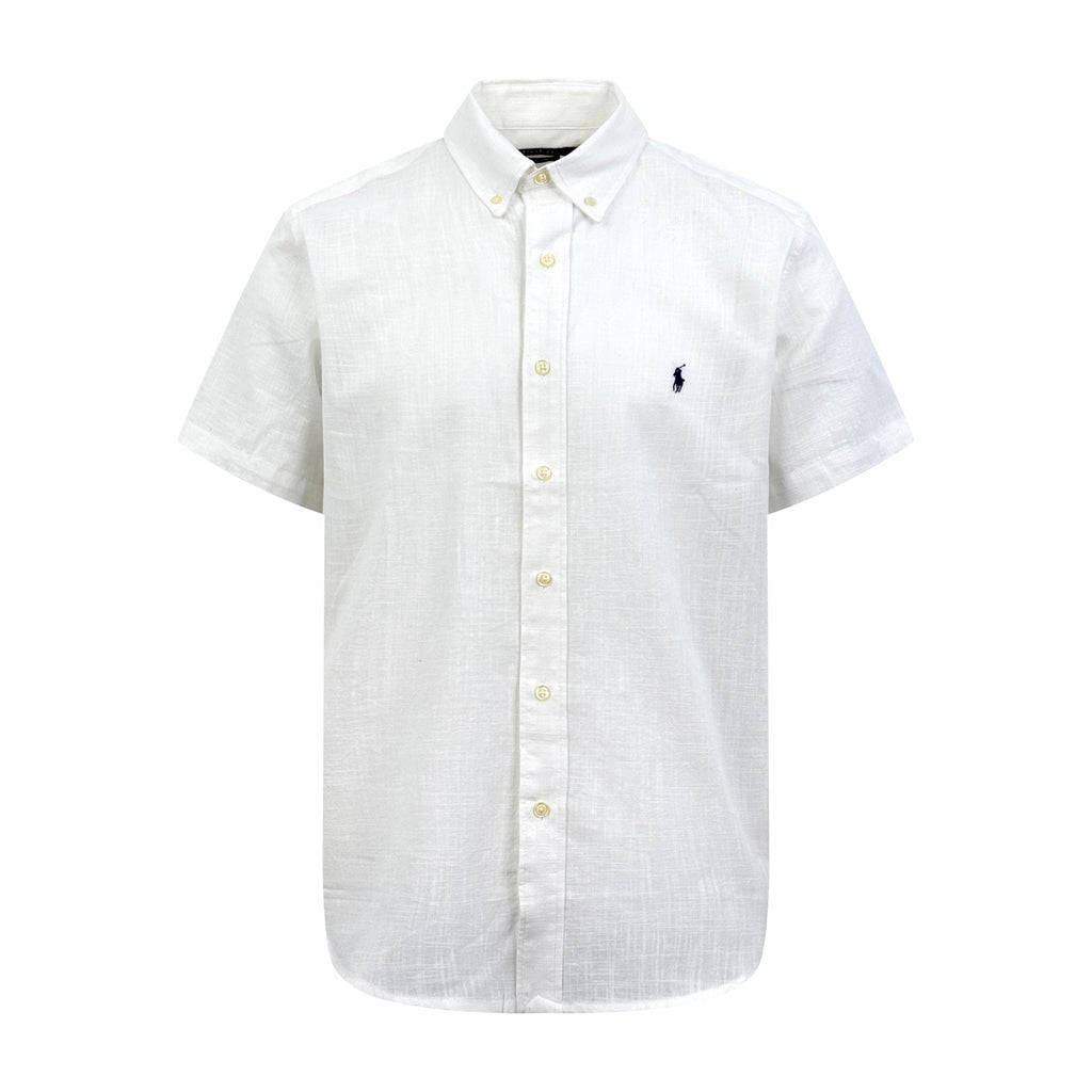 Ralph Lauren Men's Short‑Sleeve Linen‑Blend Button‑Down Shirt With Embroidered Pony Logo