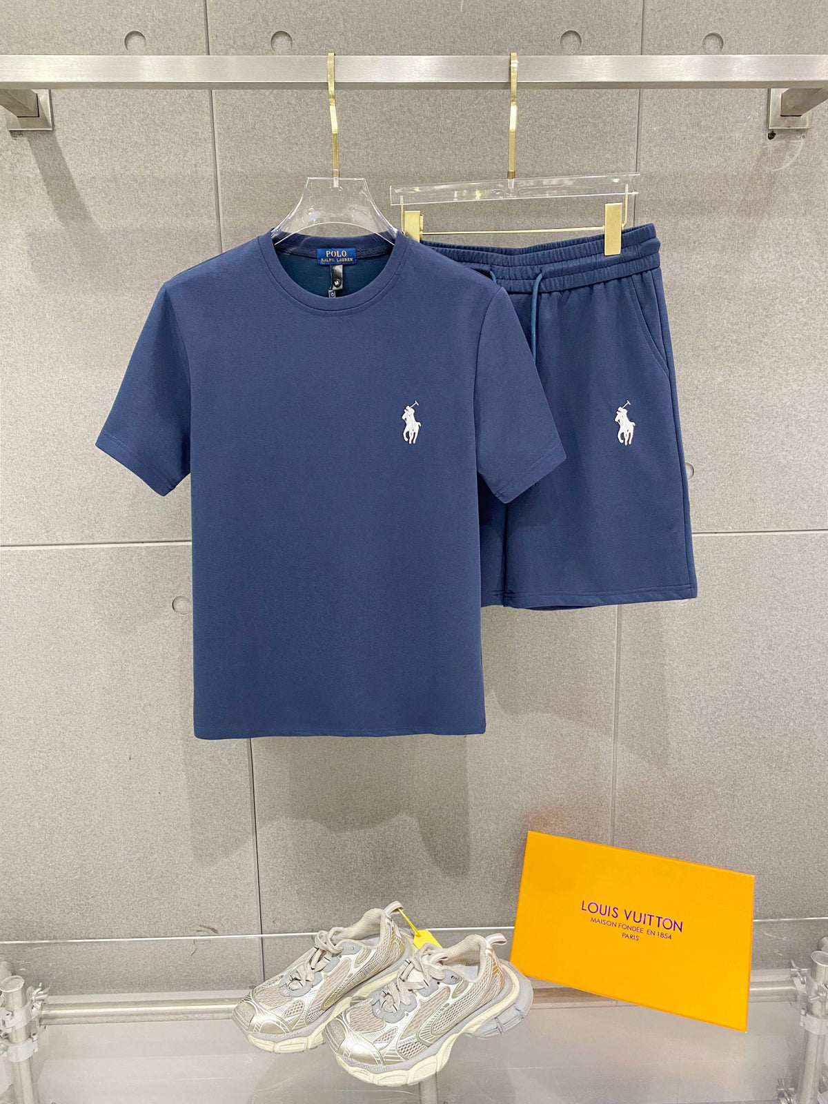 Ralph Lauren Men's Crew‑Neck T‑Shirt & Drawstring Shorts Two‑Piece Set With White Pony Logo