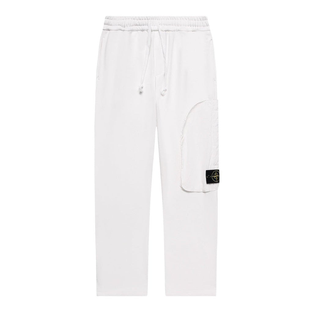 Stone Island Cotton Fleece Cargo Sweatpants with Right Thigh Curved Flap Pocket and Compass Badge