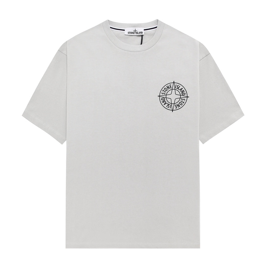 Stone Island Left Chest Circular Compass Badge Print Crew Neck T-Shirt