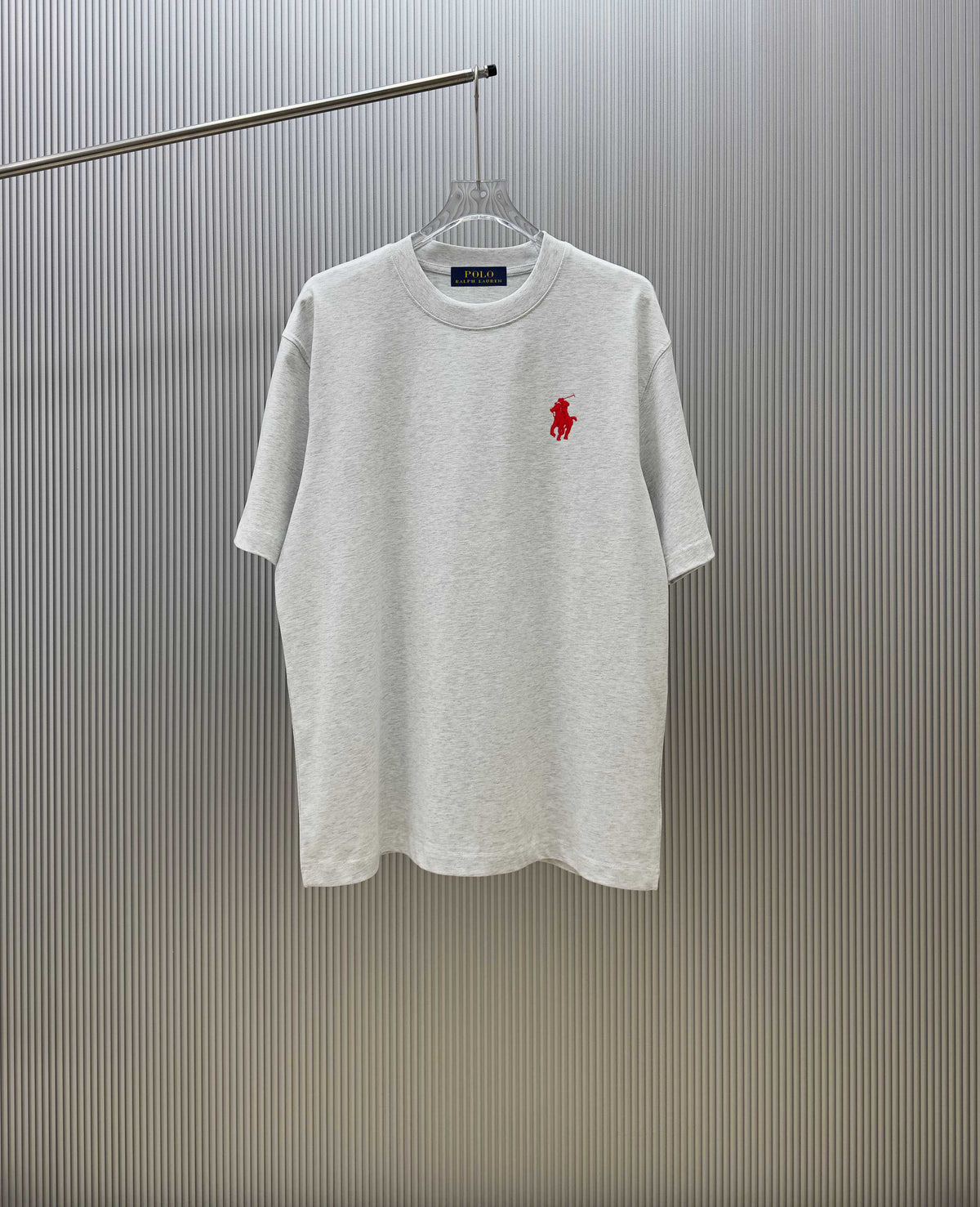 Men's Crew‑Neck Short‑Sleeve T‑Shirt with Red Pony Embroidery