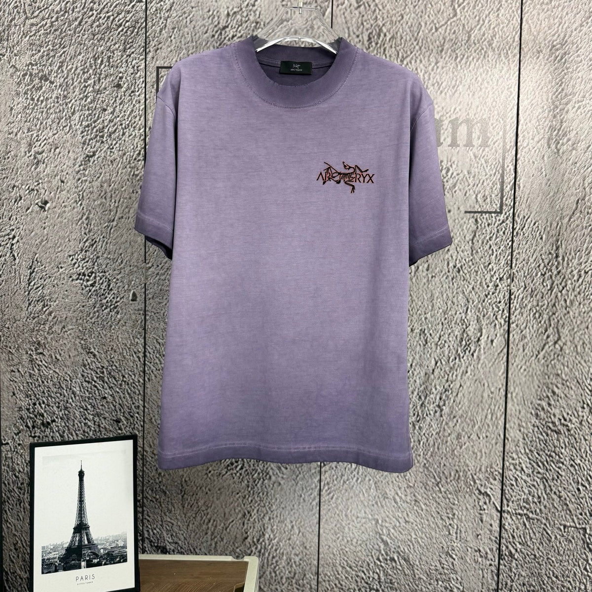 2026 Spring Summer Arc'teryx Washed Distressed T‑Shirt | Flocking Heat‑Press Chest Logo Unisex Tee