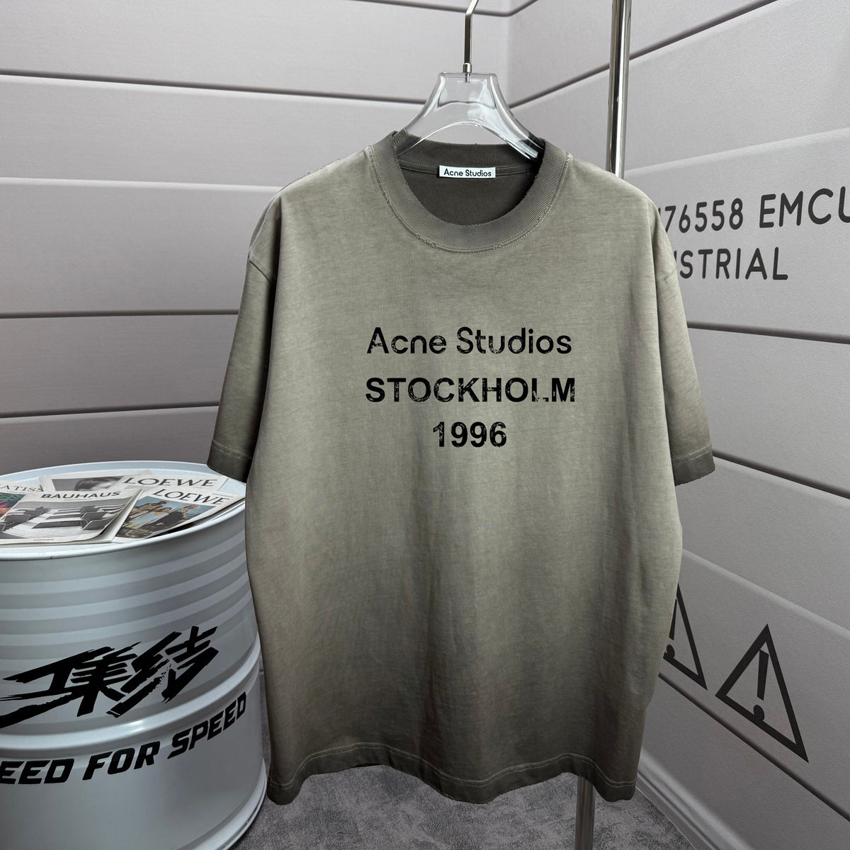 Acne Studios Stockholm 1996 Distressed‑Trim Crew‑Neck Short‑Sleeve T‑Shirt