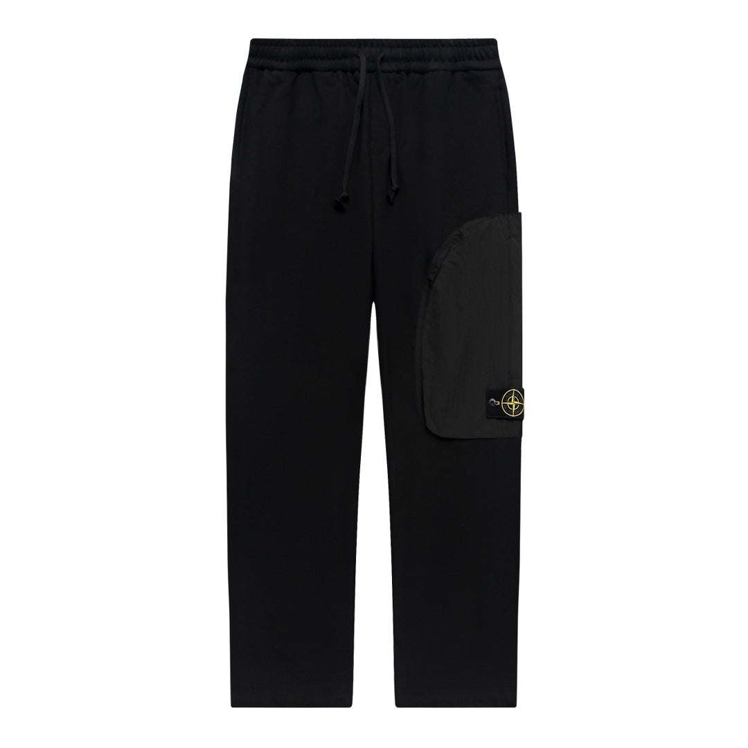 Stone Island Cotton Fleece Cargo Sweatpants with Right Thigh Curved Flap Pocket and Compass Badge