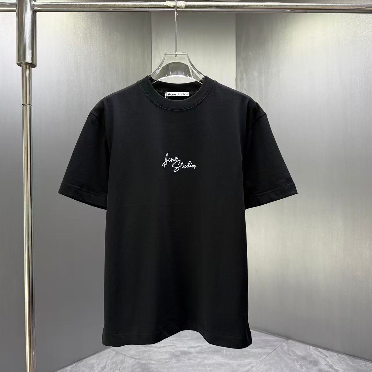 Acne Studios Chest Script‑Logo Crew‑Neck Short‑Sleeve T‑Shirt