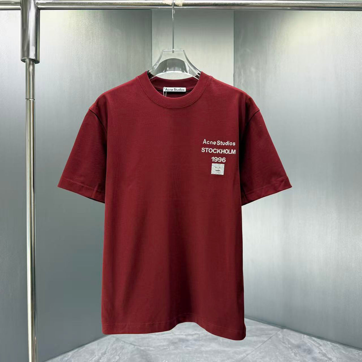 Acne Studios Stockholm 1996 Square‑Face Graphic Crew‑Neck Short‑Sleeve T‑Shirt