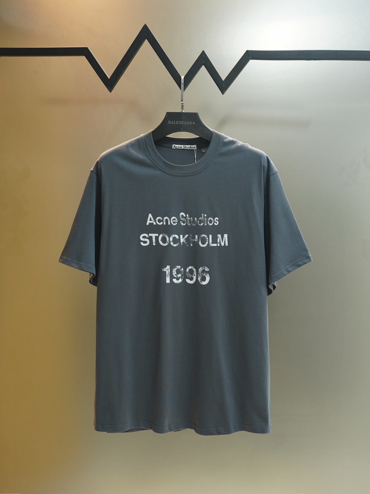 Acne Studios Stockholm 1996 Distressed Text‑Print Crew‑Neck Short‑Sleeve T‑Shirt