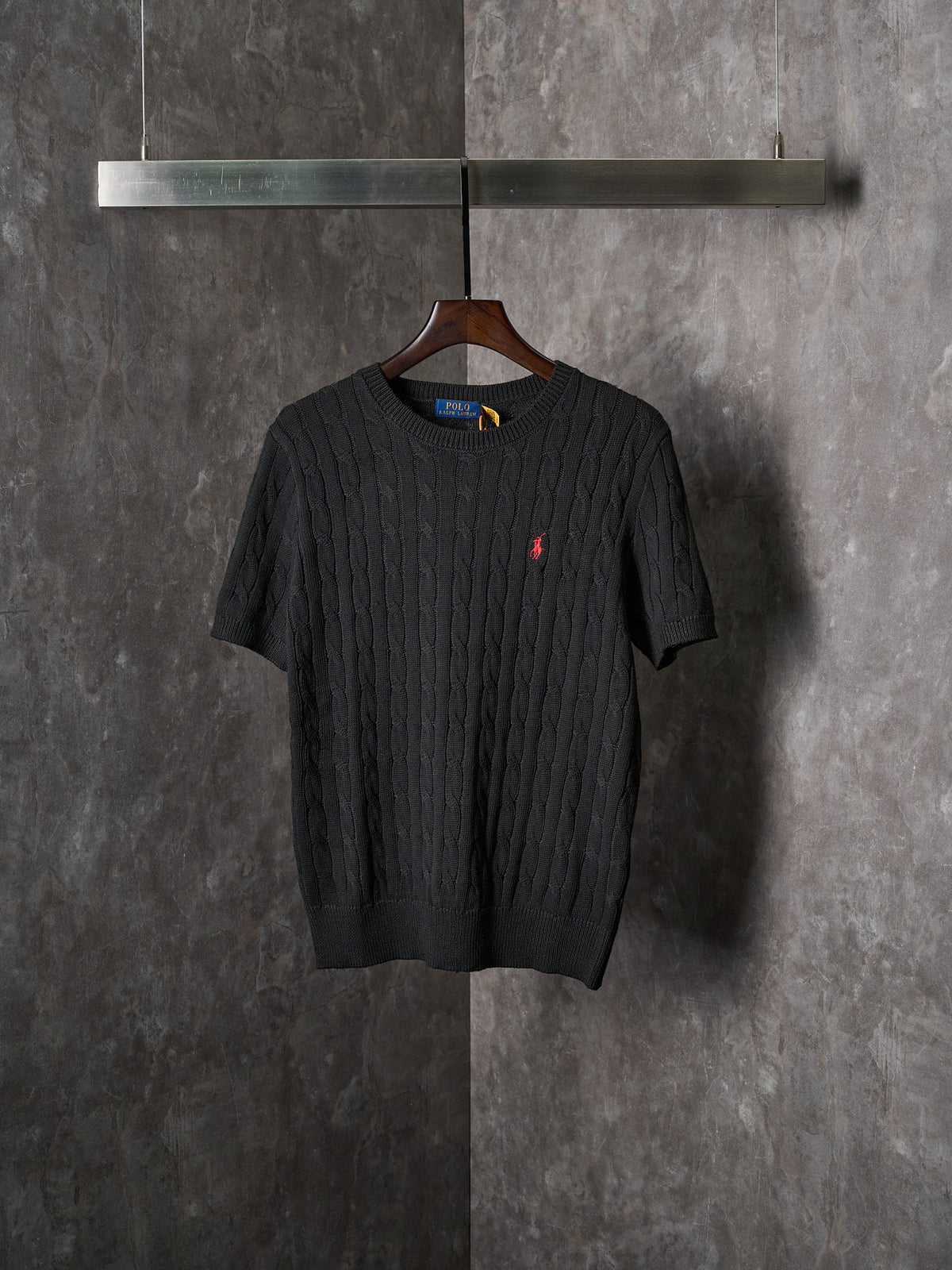 Ralph Lauren Men's Cable‑Knit Crew‑Neck Short‑Sleeve Sweater