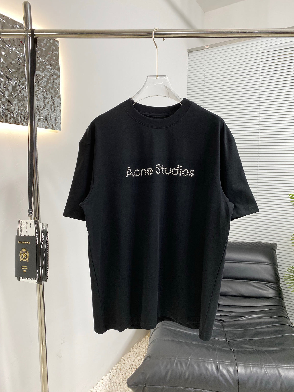 Acne Studios Short‑Sleeve Beaded Logo T‑Shirt