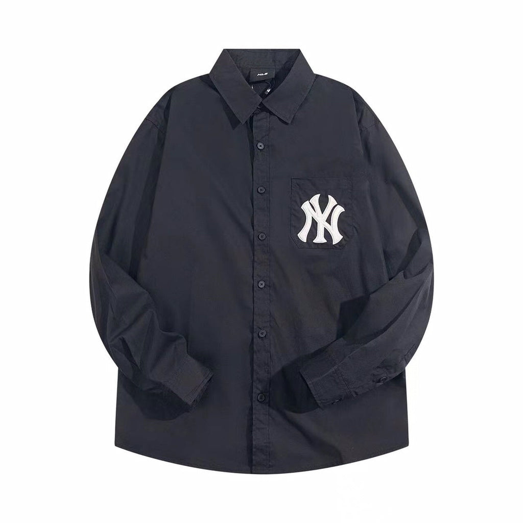 NY Yankees Embroidered NY Oxford Button-Down Shirt - Black
