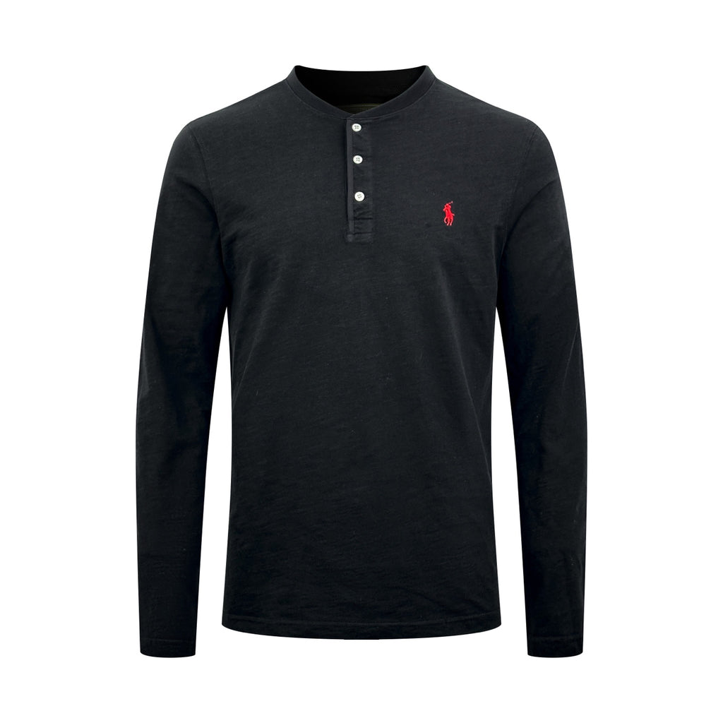 Polo Ralph Lauren Men's Long‑Sleeve Henley Shirt with Embroidered Pony Logo