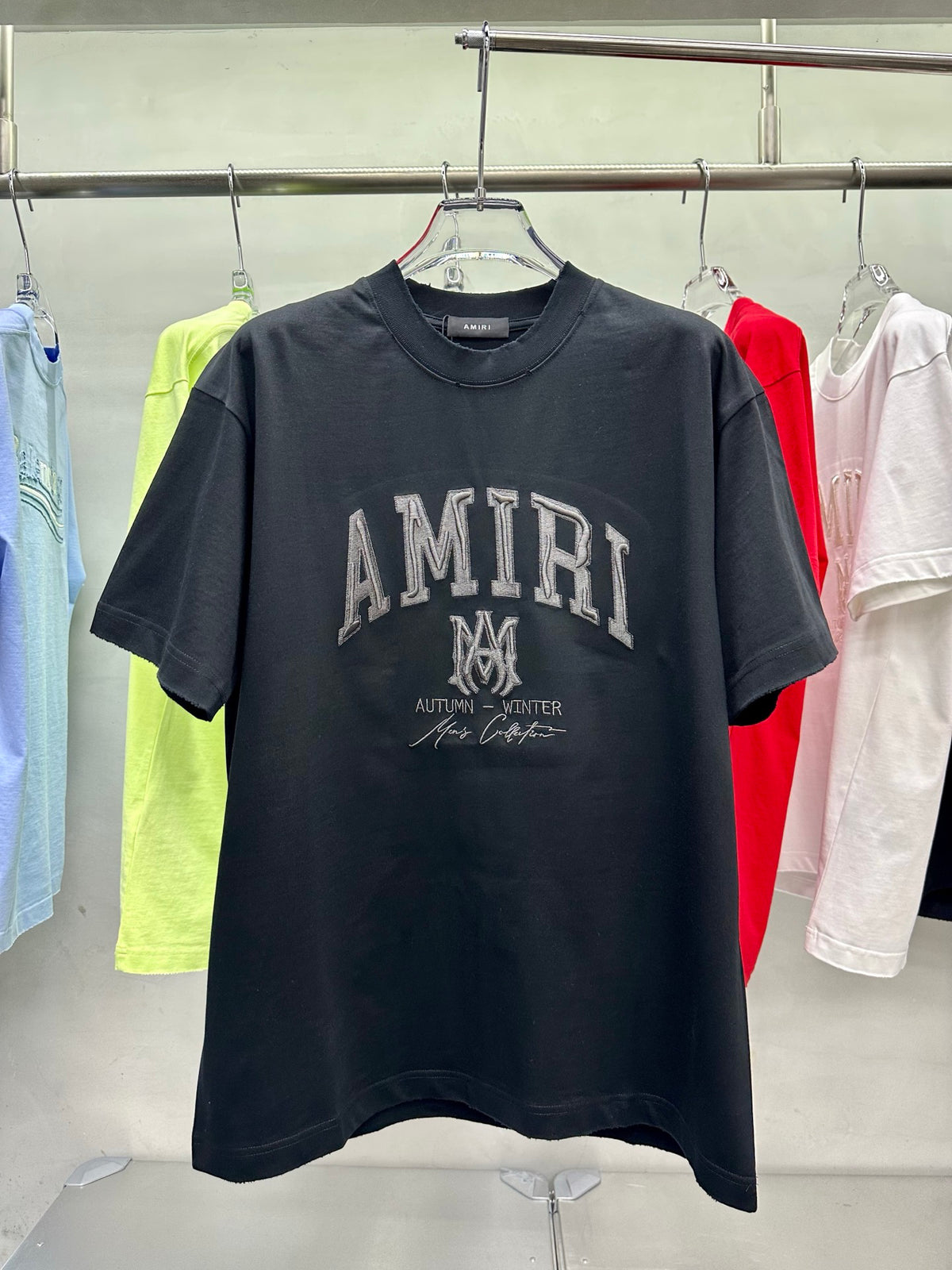 AMIRI Varsity Embroidered MA Logo Short‑Sleeve Crew Neck T‑Shirt