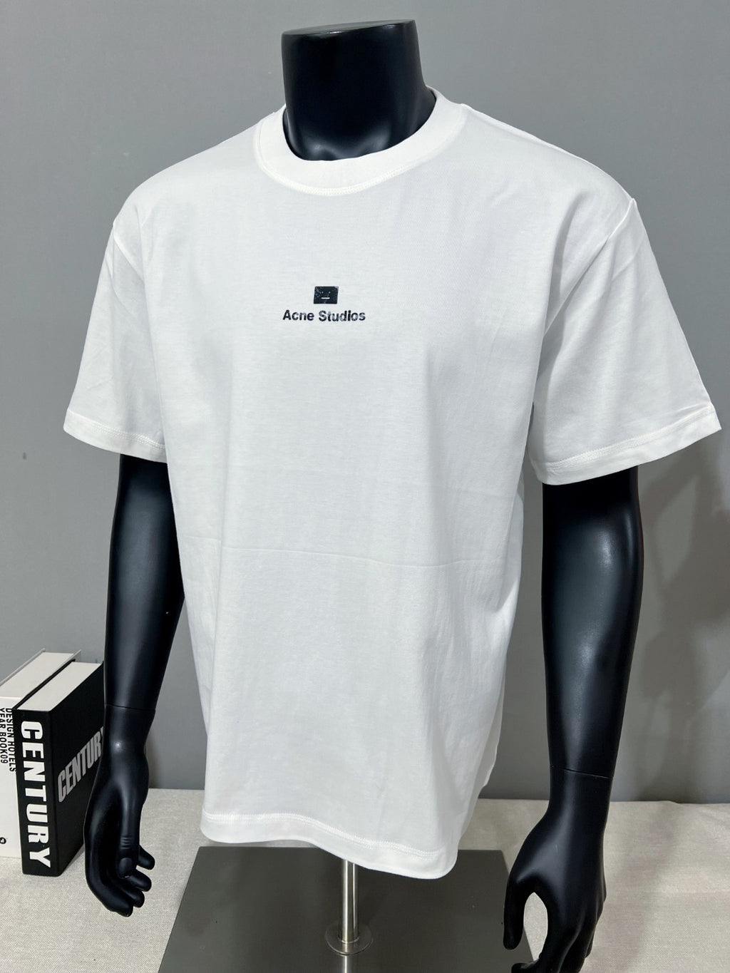 Acne Studios Square‑Face‑Icon Chest‑Print Oversized Crew‑Neck T‑Shirt