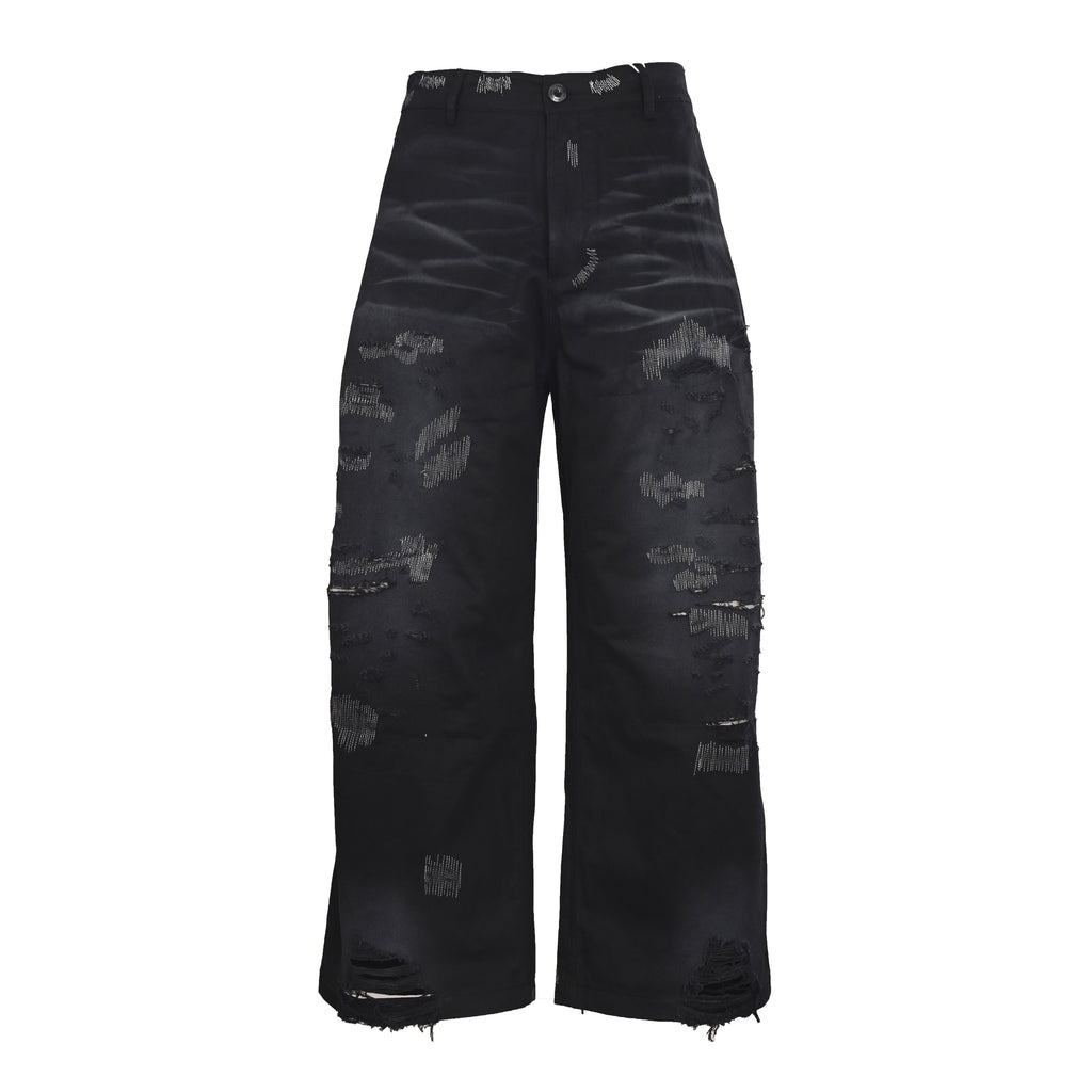 Acne Studios Patch‑Repair Distressed Wide‑Leg Jeans