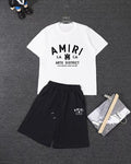 Amiri Short‑Sleeve T‑Shirt & Drawstring Shorts Two‑Piece Outfit Set