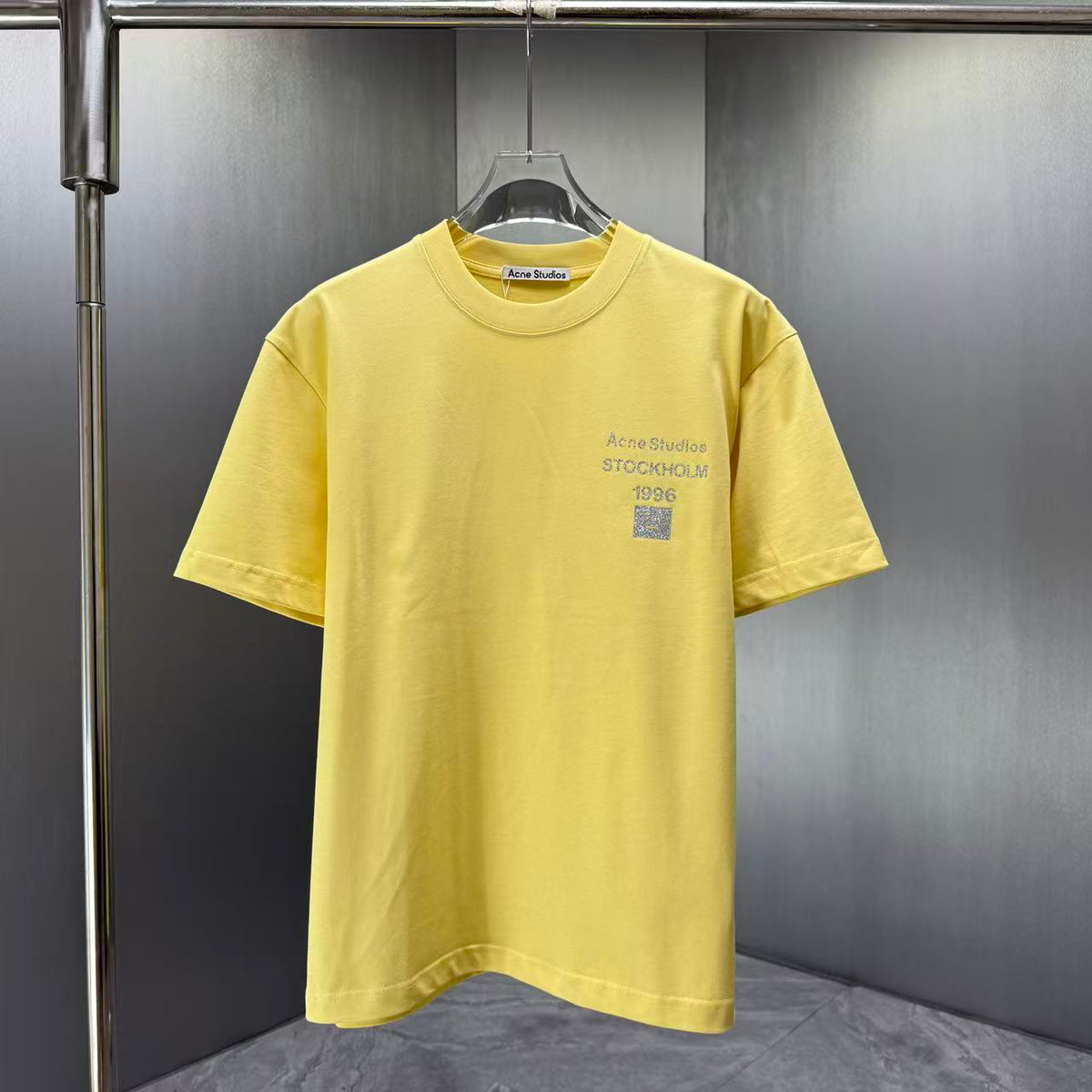 Acne Studios Stockholm 1996 Square‑Face Graphic Crew‑Neck Short‑Sleeve T‑Shirt