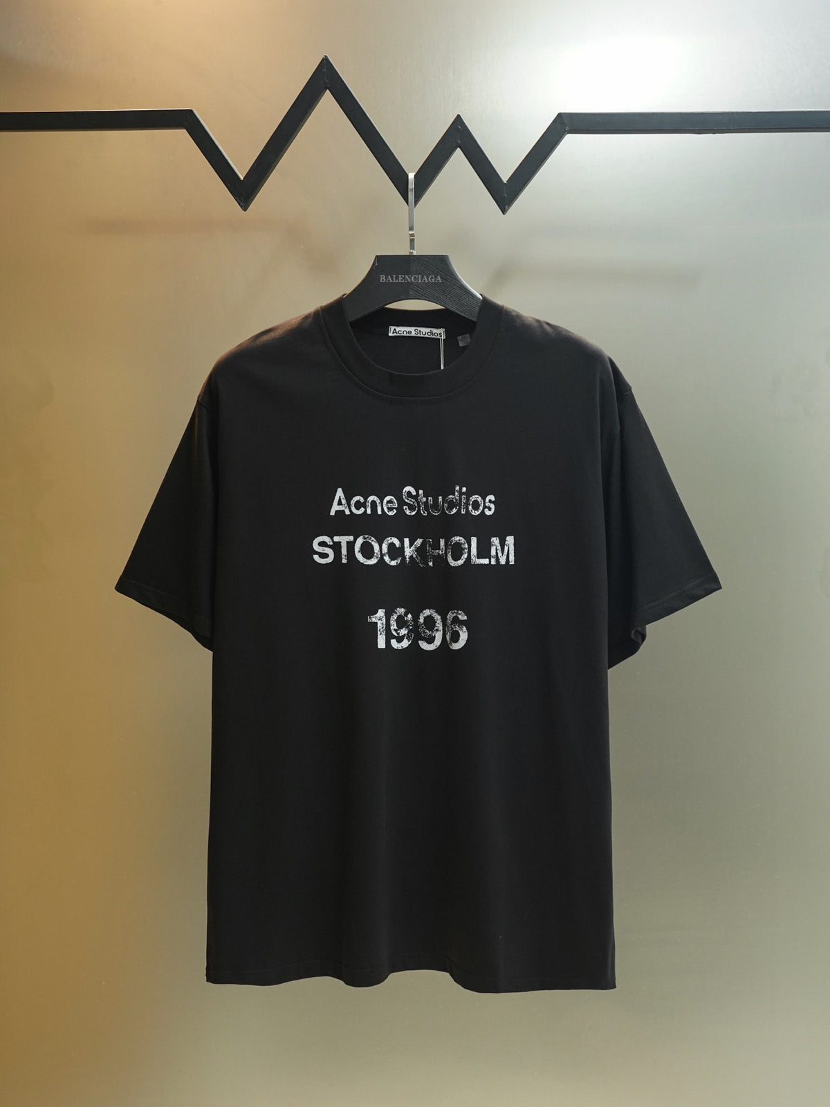 Acne Studios Stockholm 1996 Distressed Text‑Print Crew‑Neck Short‑Sleeve T‑Shirt