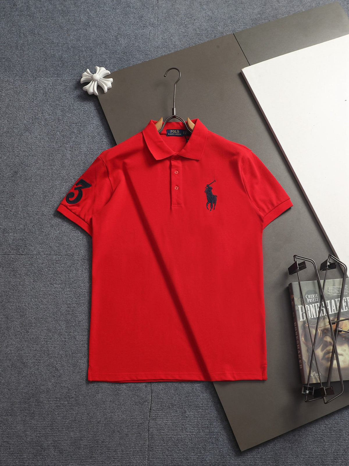 Ralph Lauren Men's Big Pony Short‑Sleeve Polo Shirt With Number‑3 Sleeve Logo