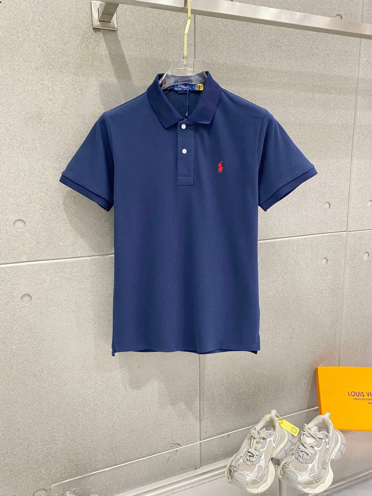 Men's Pique Short‑Sleeve Polo Shirt Small Horse Embroidery Solid White Casual Top