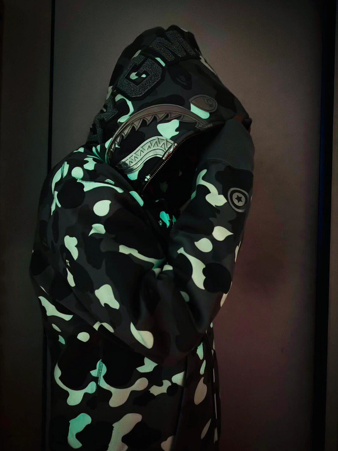 BAPE City Camo Glow + Holographic Shark Full-Zip Hoodie - Gray / Black