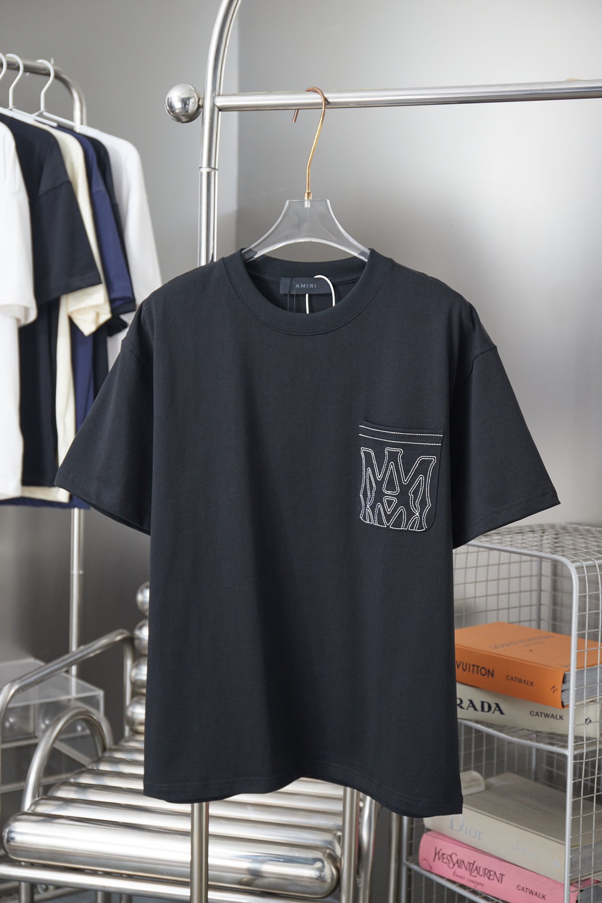 AMIRI MA Monogram Pocket Crew‑Neck Short‑Sleeve T‑Shirt