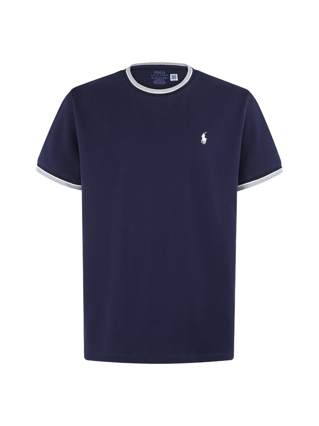 Men's Ringer‑Trim Crew‑Neck Short‑Sleeve T‑Shirt, Small Pony Embroidery