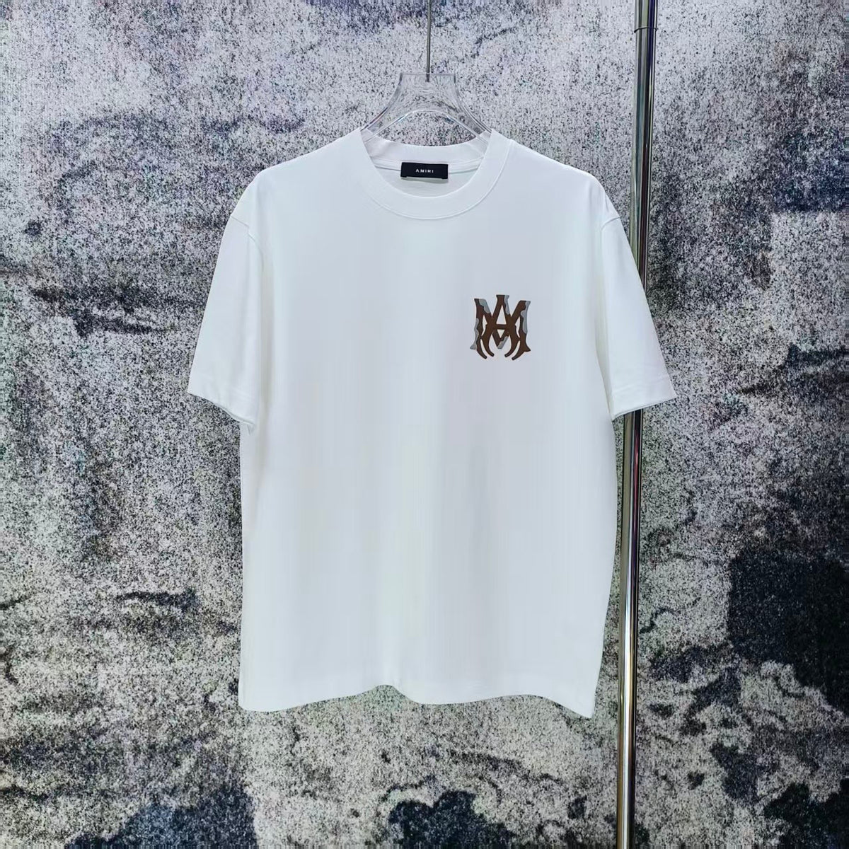 AMIRI Two‑Tone MA Monogram Chest Graphic Short‑Sleeve Tee
