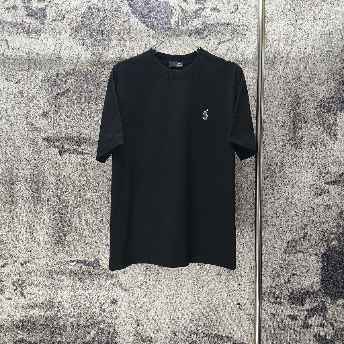 Men's Crew‑Neck Short‑Sleeve T‑Shirt with Small Blue Pony Embroidery