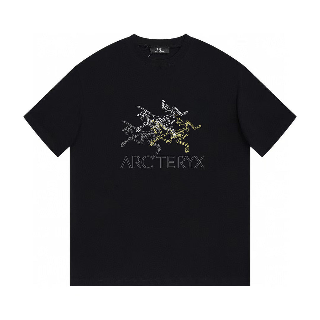 Arc'teryx Multi‑Overlay Bird Skeleton Rhinestone‑Style Graphic Short‑Sleeve T‑Shirt Unisex