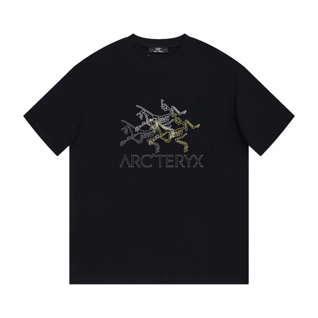Arc'teryx Multi‑Overlay Bird Skeleton Rhinestone‑Style Graphic Short‑Sleeve T‑Shirt Unisex