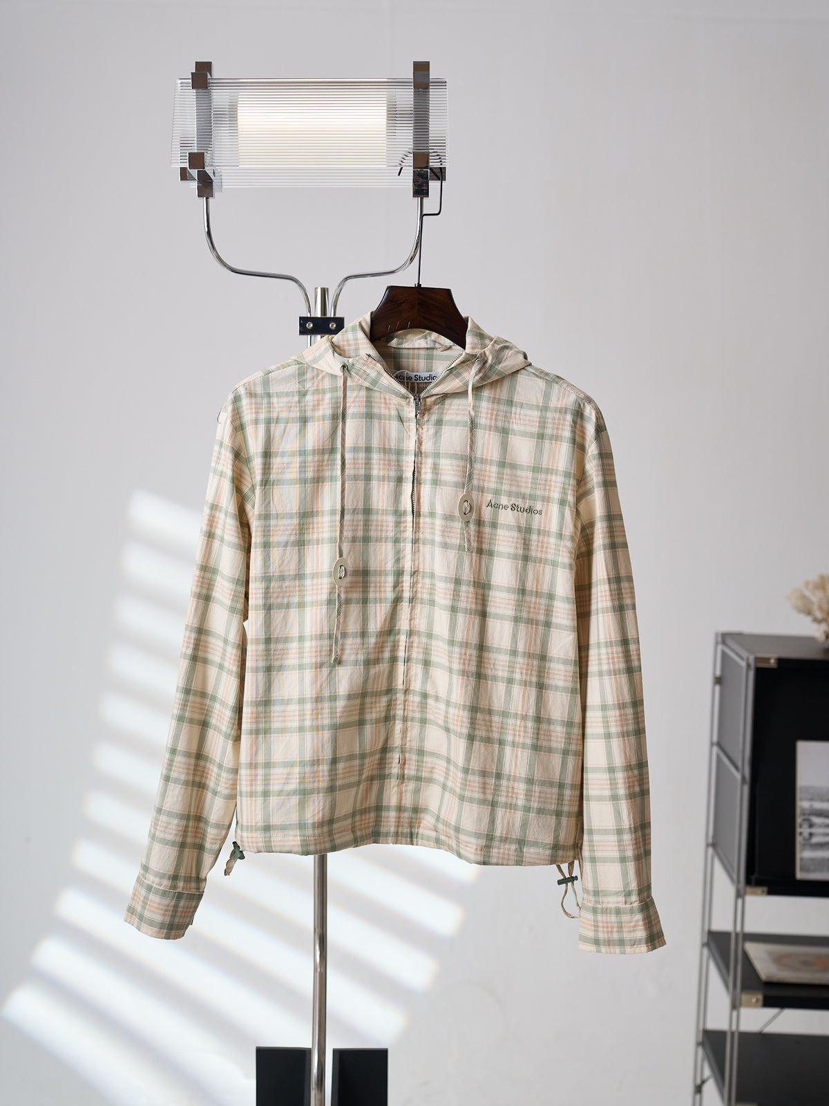 Acne Studios Plaid Zip‑Up Hooded Jacket