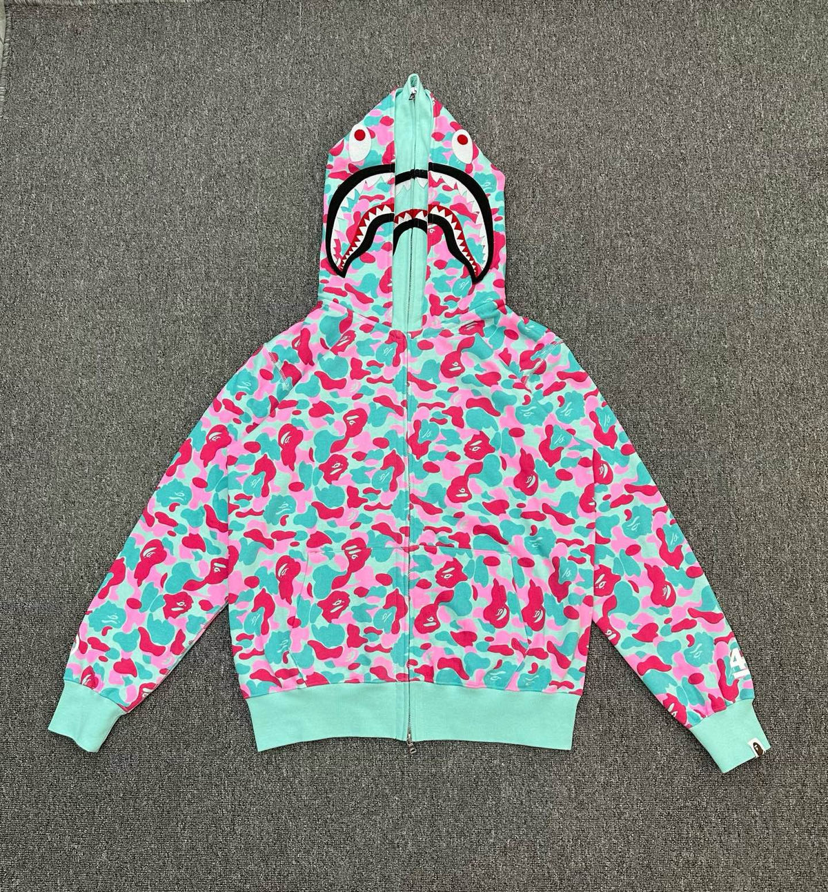 BAPE Miami 4th Anniversary WGM Shark Full-Zip Double Hood Hoodie — Miami ABC Camo
