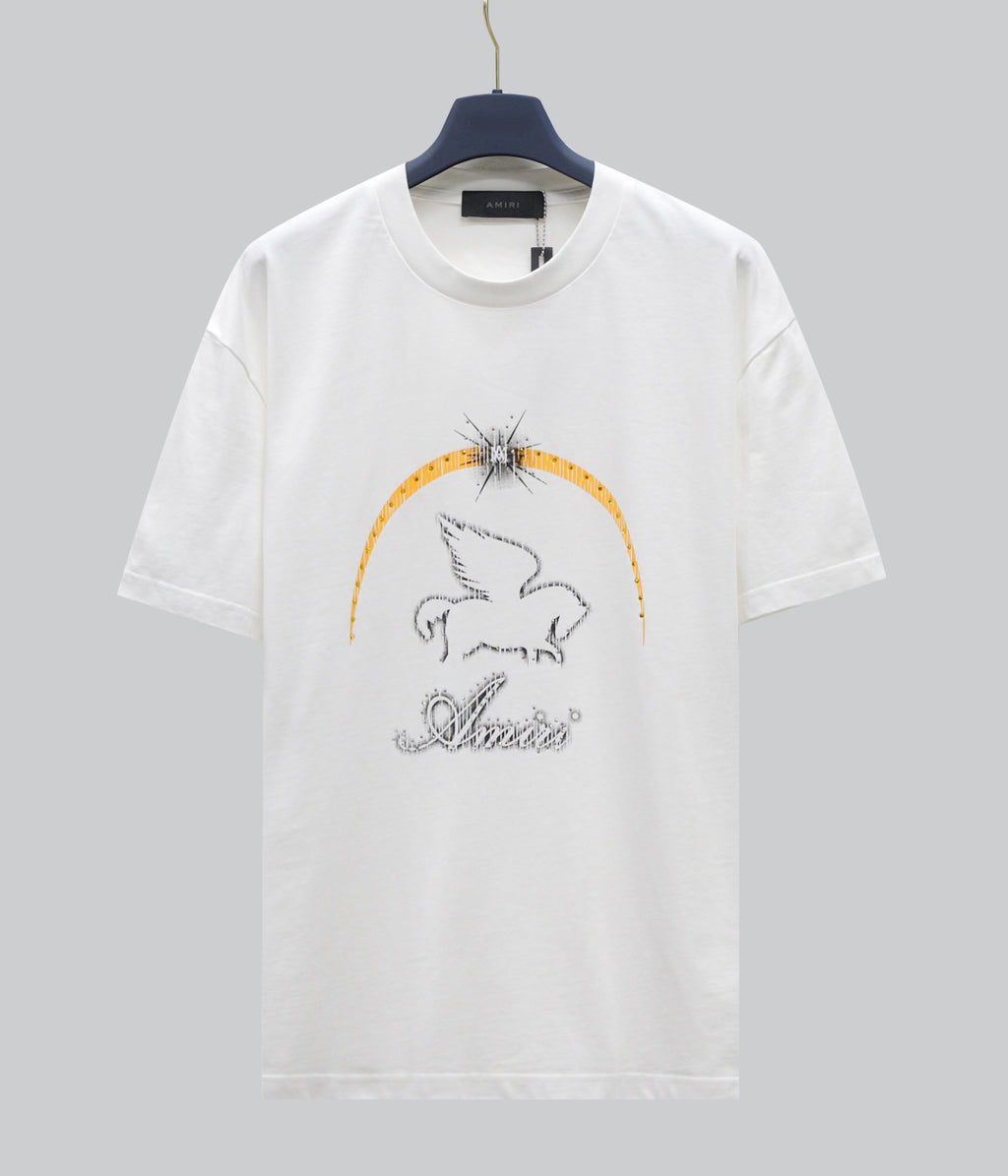AMIRI Pegasus Rainbow Graphic Crew Neck Short‑Sleeve T‑Shirt