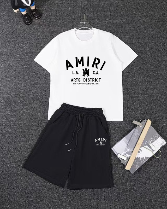 Amiri Short‑Sleeve T‑Shirt & Drawstring Shorts Two‑Piece Outfit Set
