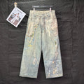 Acne Studios Vintage Pearl‑Lace Print Wide‑Leg Jeans