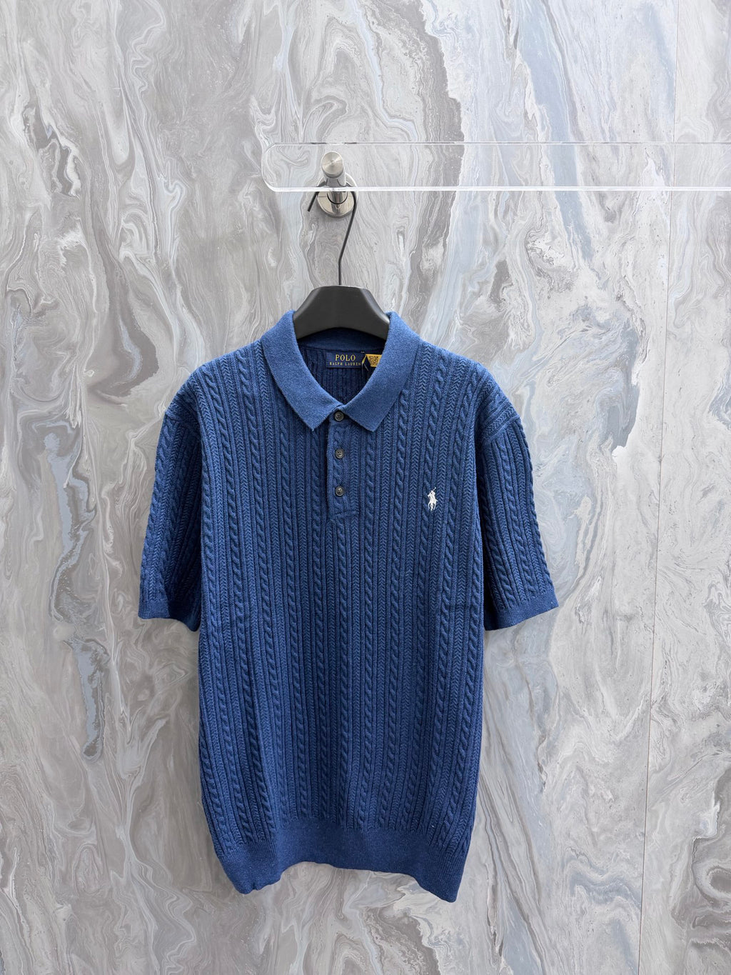 Ralph Lauren Men's Cable‑Knit Short‑Sleeve Polo Shirt