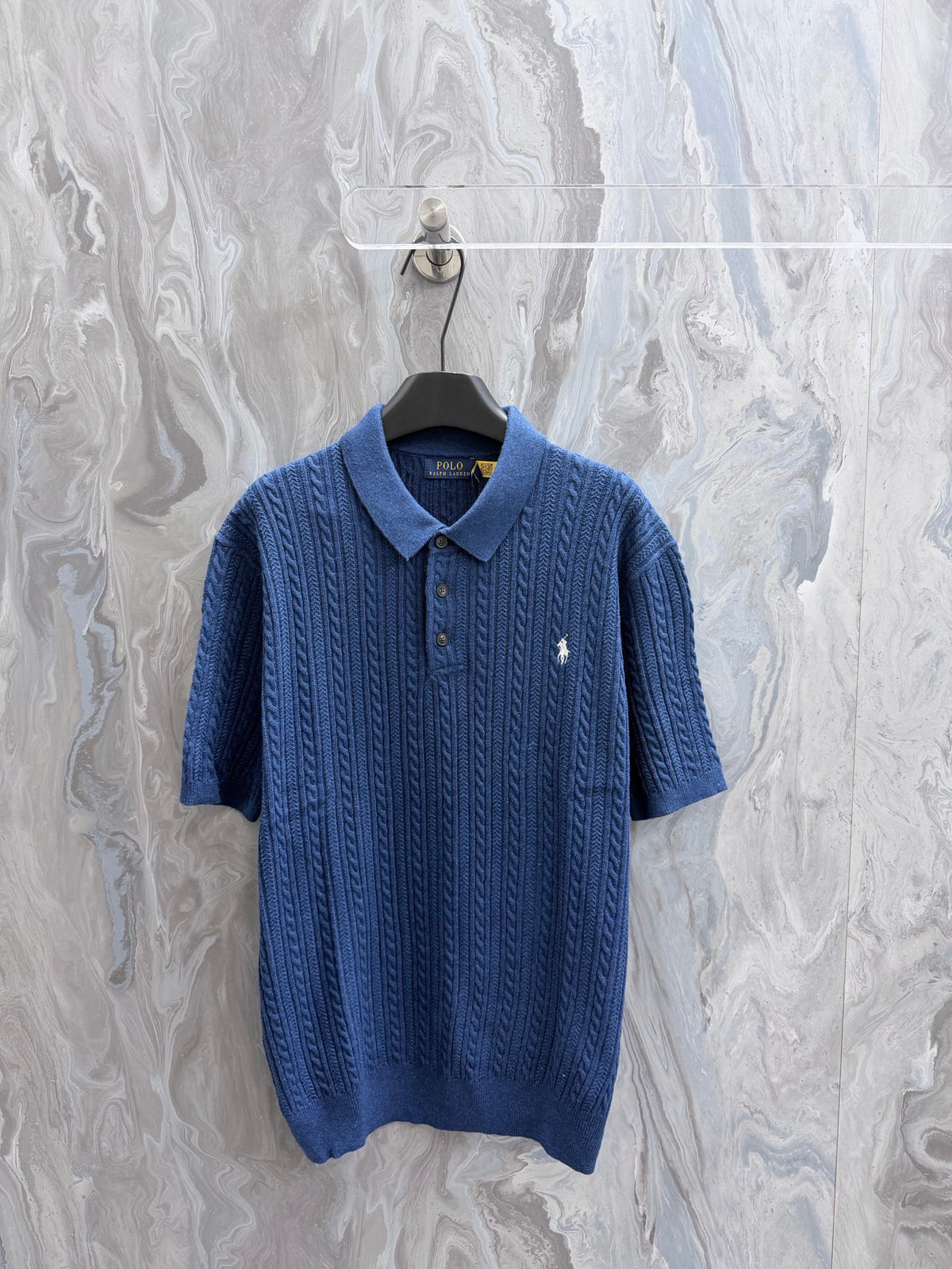 Ralph Lauren Men's Cable‑Knit Short‑Sleeve Polo Shirt