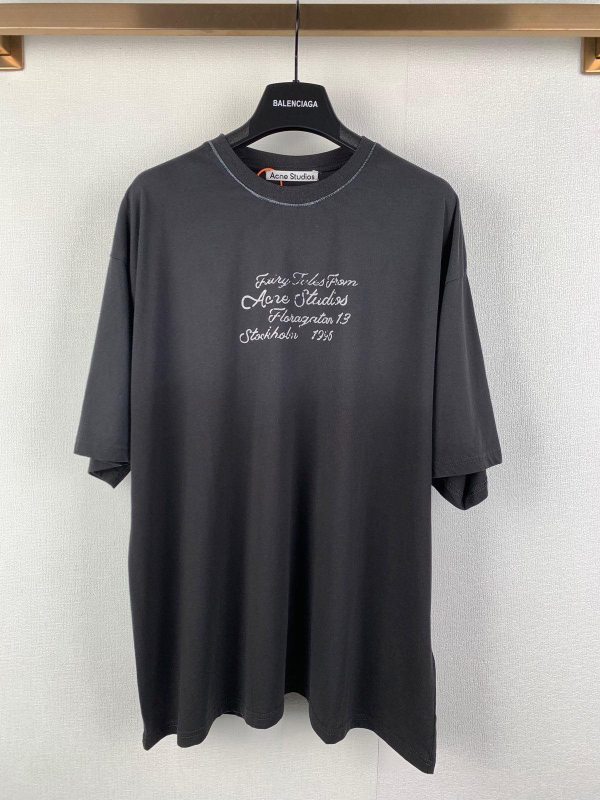 Acne Studios Vintage Script Print Oversized Short‑Sleeve T‑Shirt