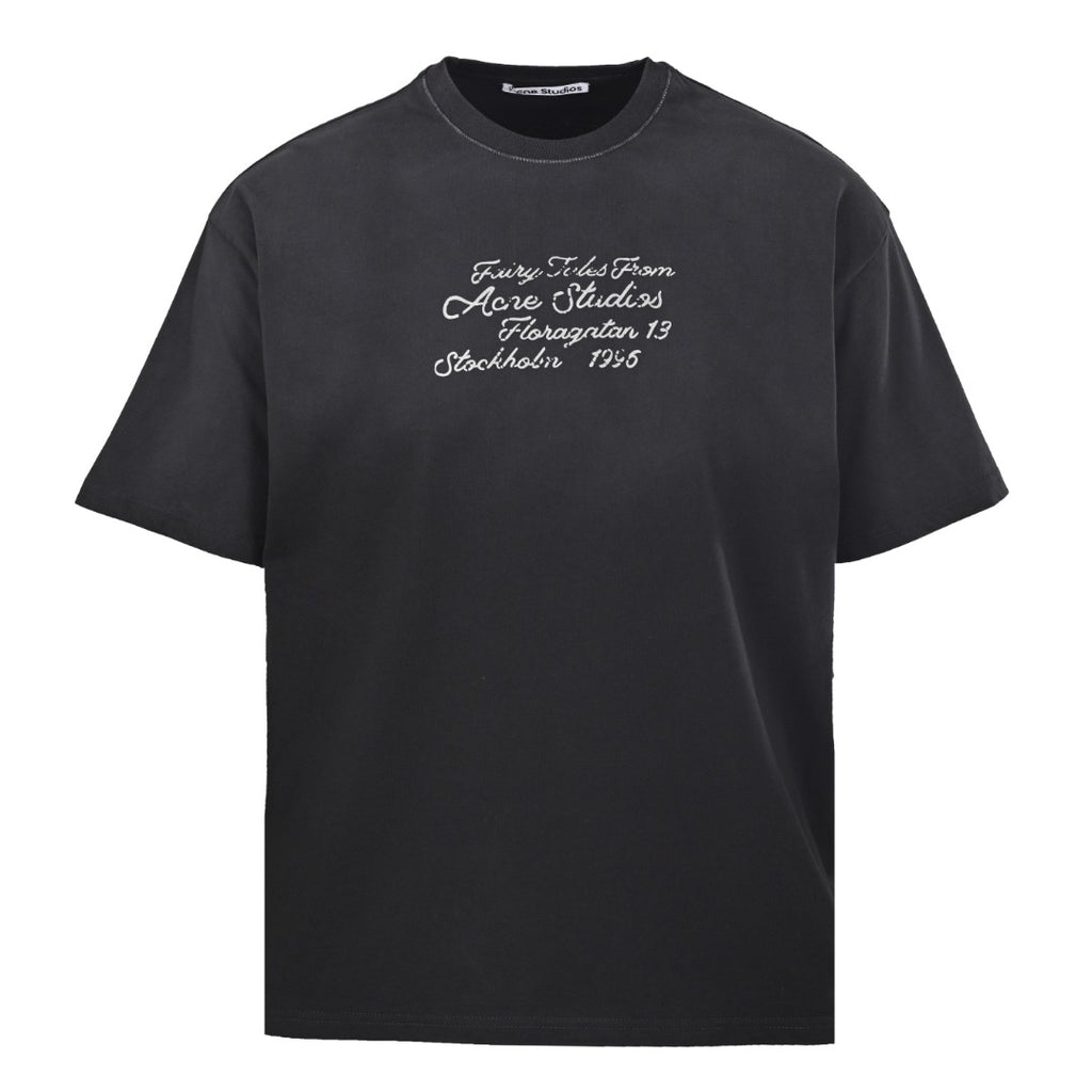Acne Studios Vintage Script‑Print Oversized Crew‑Neck T‑Shirt