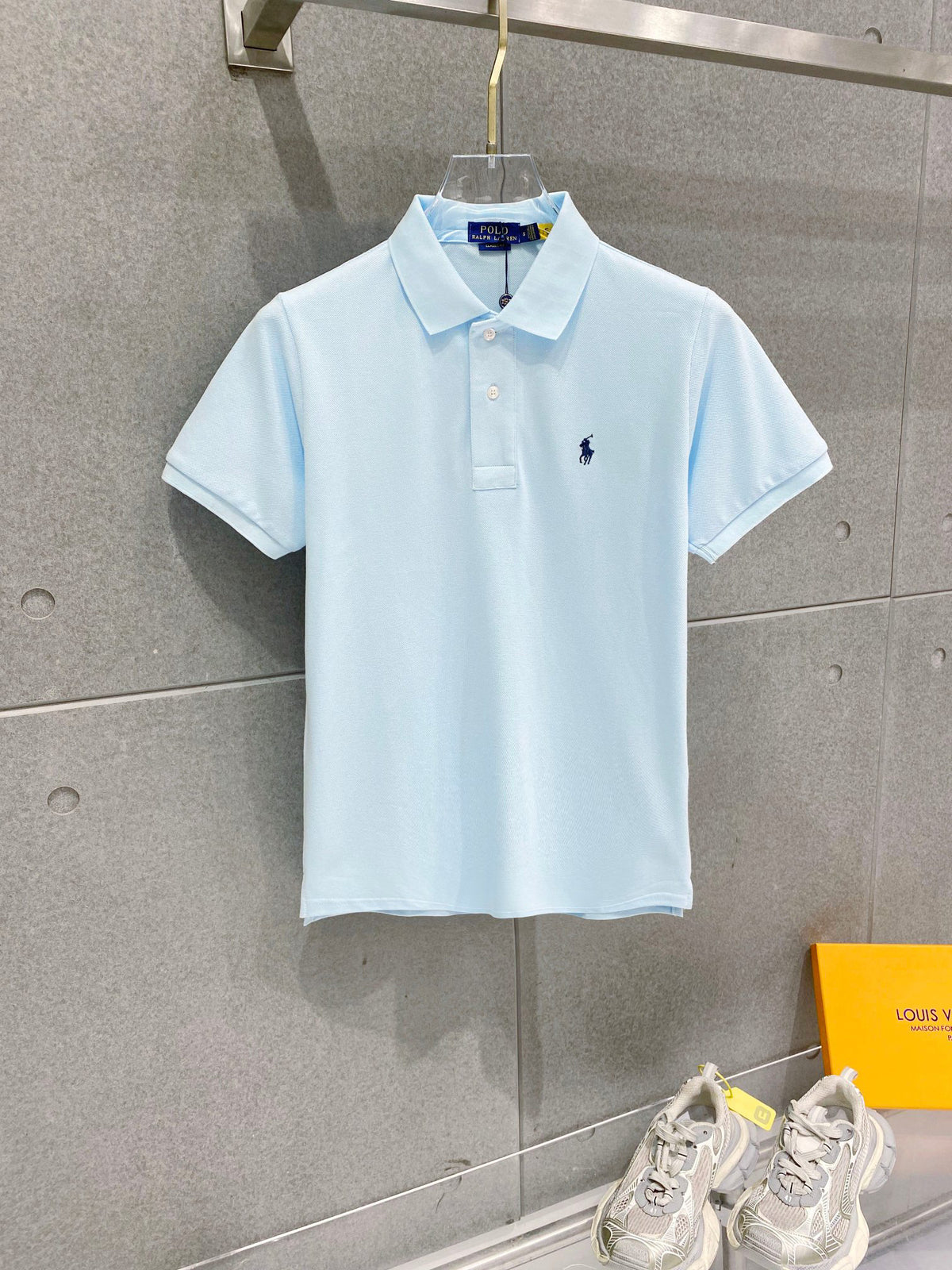 Men's Pique Short‑Sleeve Polo Shirt Small Horse Embroidery Solid White Casual Top