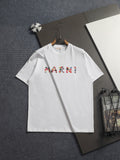 MARNI Floral Inlay Logo Crew Neck Short‑Sleeve T‑Shirt