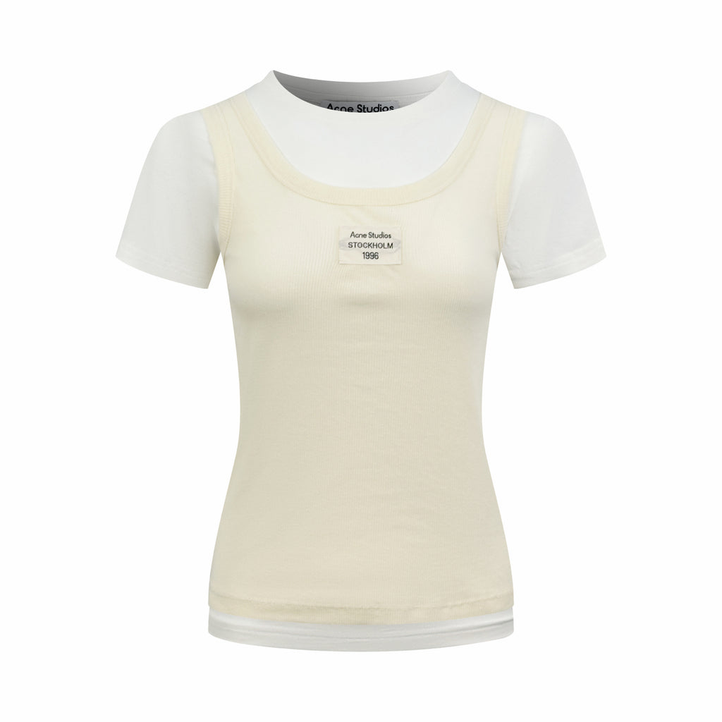 Acne Studios 1996‑Label Mock‑Layered Ribbed Tank Short‑Sleeve Top