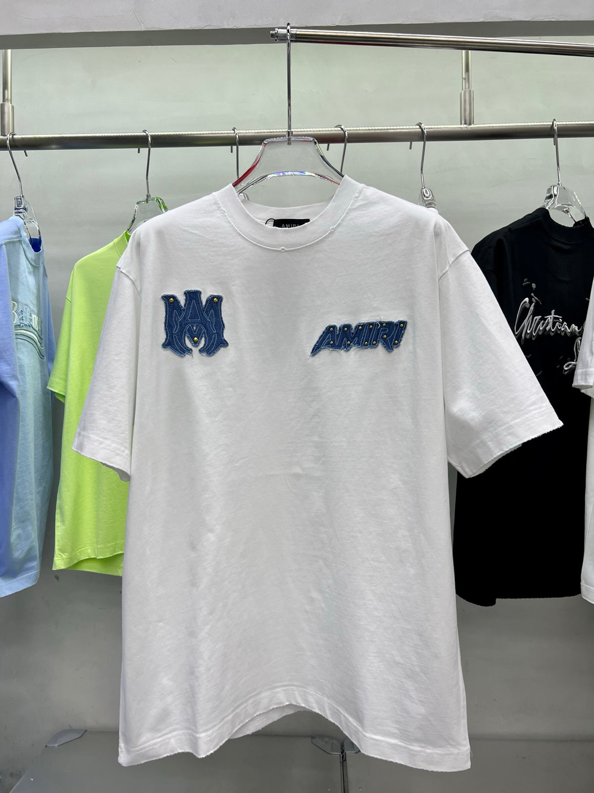 AMIRI Denim Patch MA Logo Short-Sleeve Crew Neck T-Shirt
