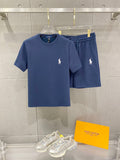 Ralph Lauren Men's Crew‑Neck T‑Shirt & Drawstring Shorts Two‑Piece Set With White Pony Logo