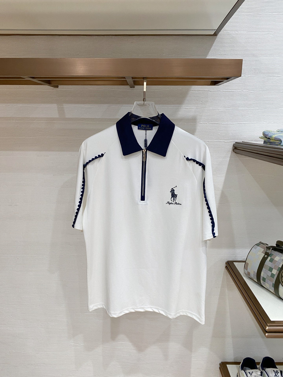 Polo Ralph Lauren Men’s Color‑Block Collar Half‑Zip Short‑Sleeve Polo Shirt