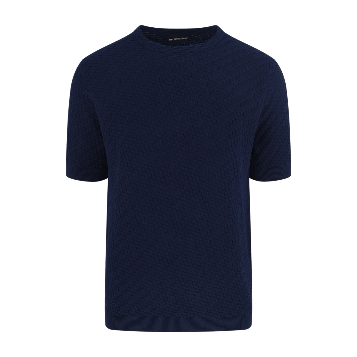 Emporio Armani Textured Knit Crew Neck Short‑Sleeve Top